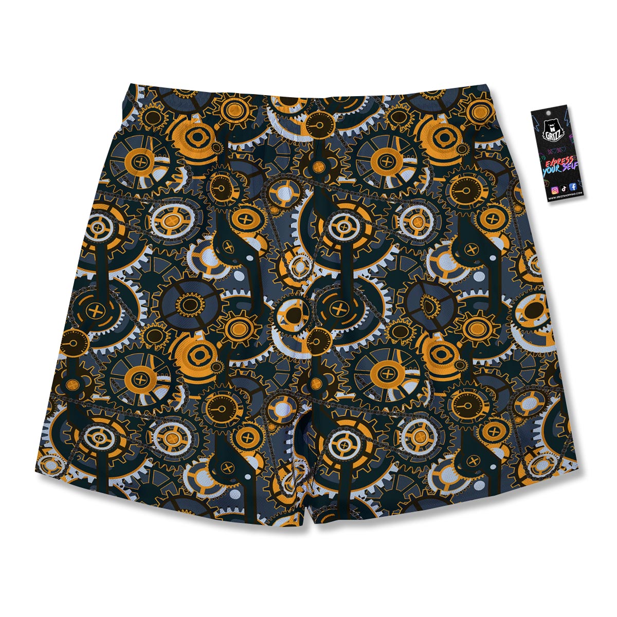 Steampunk Gears Print Pattern Men's Running Shorts-grizzshop