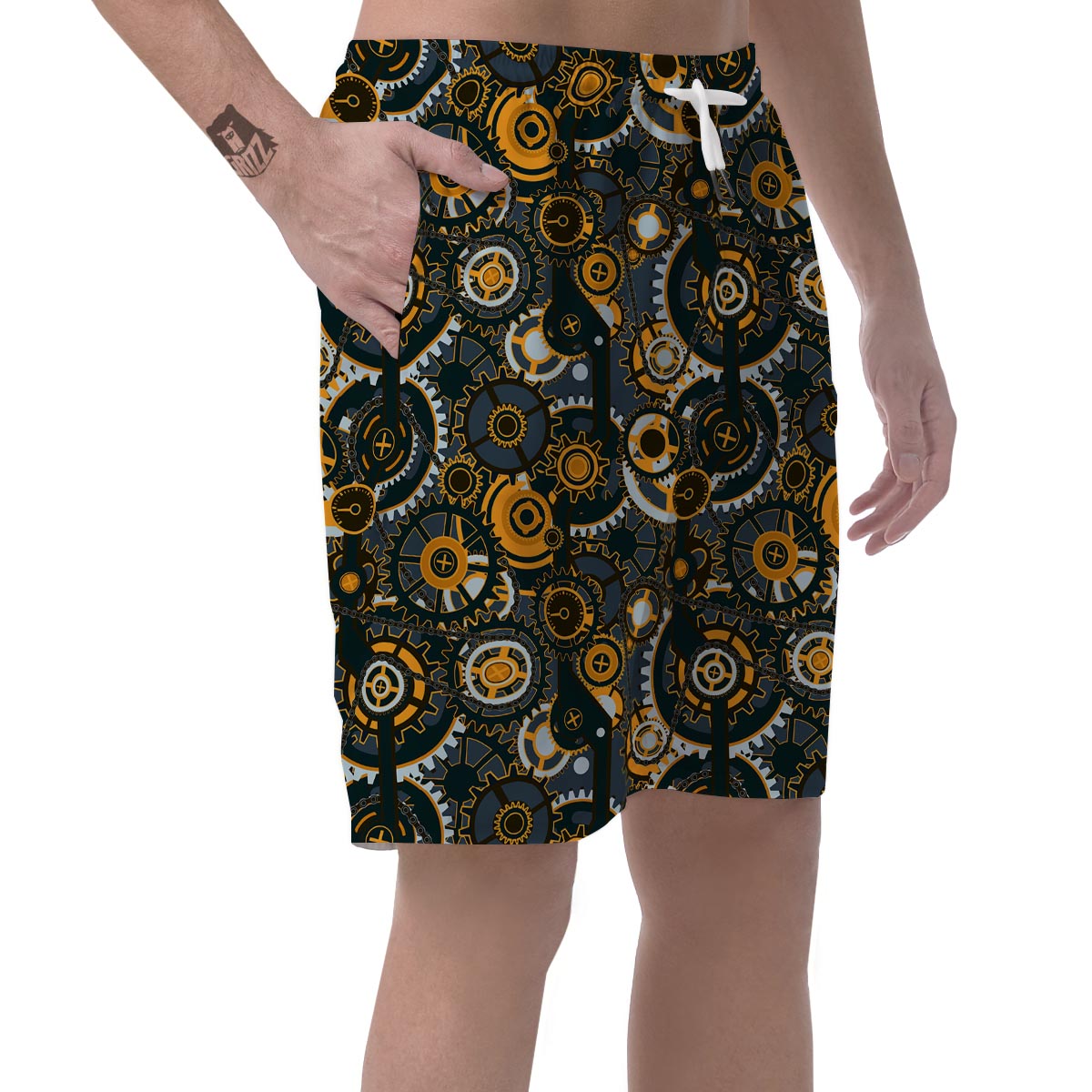 Steampunk Gears Print Pattern Men's Shorts-grizzshop