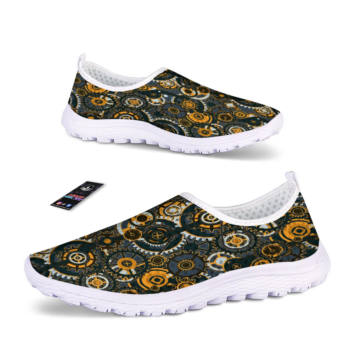 Steampunk Gears Print Pattern Nurse Shoes-grizzshop