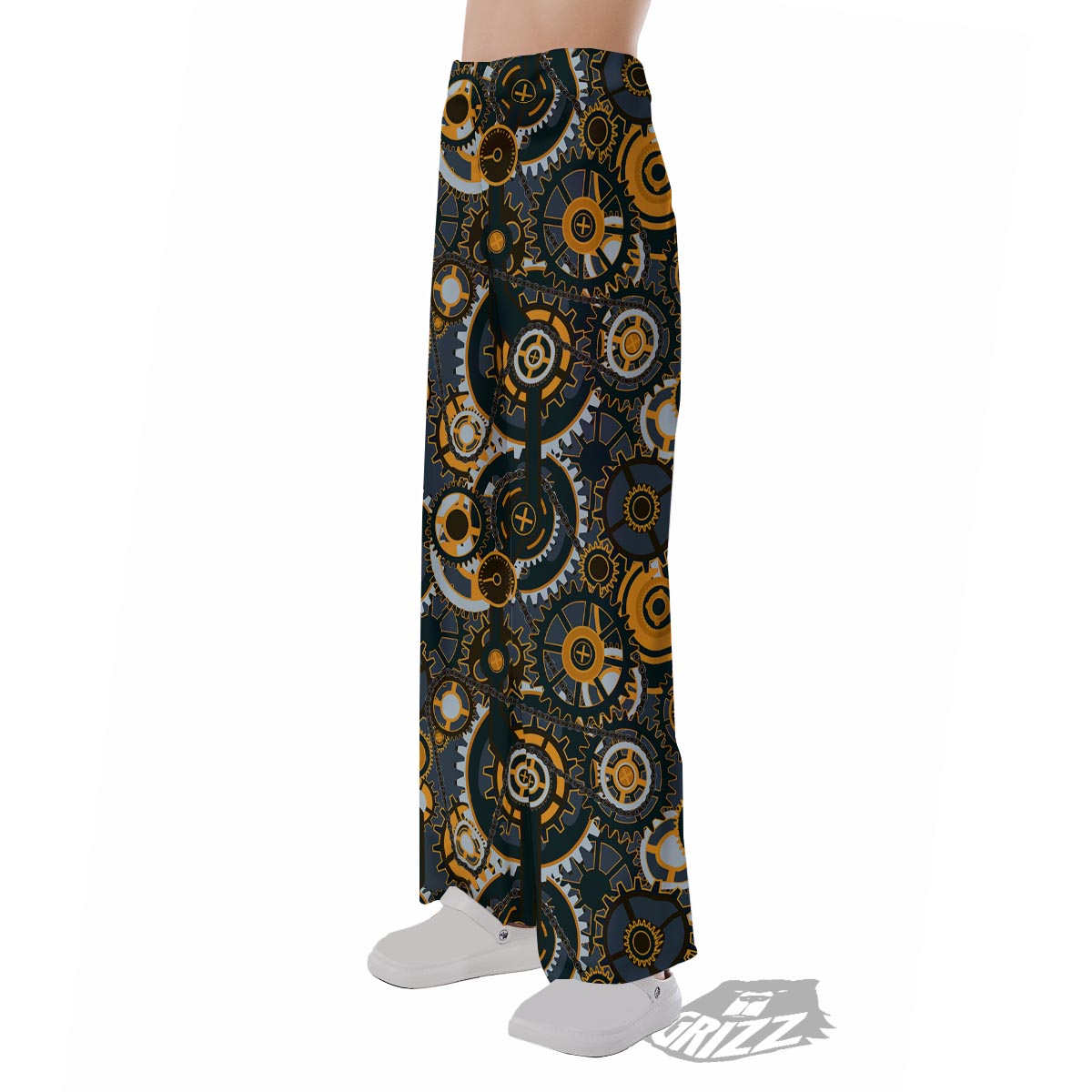Steampunk Gears Print Pattern Pajama Pants-grizzshop