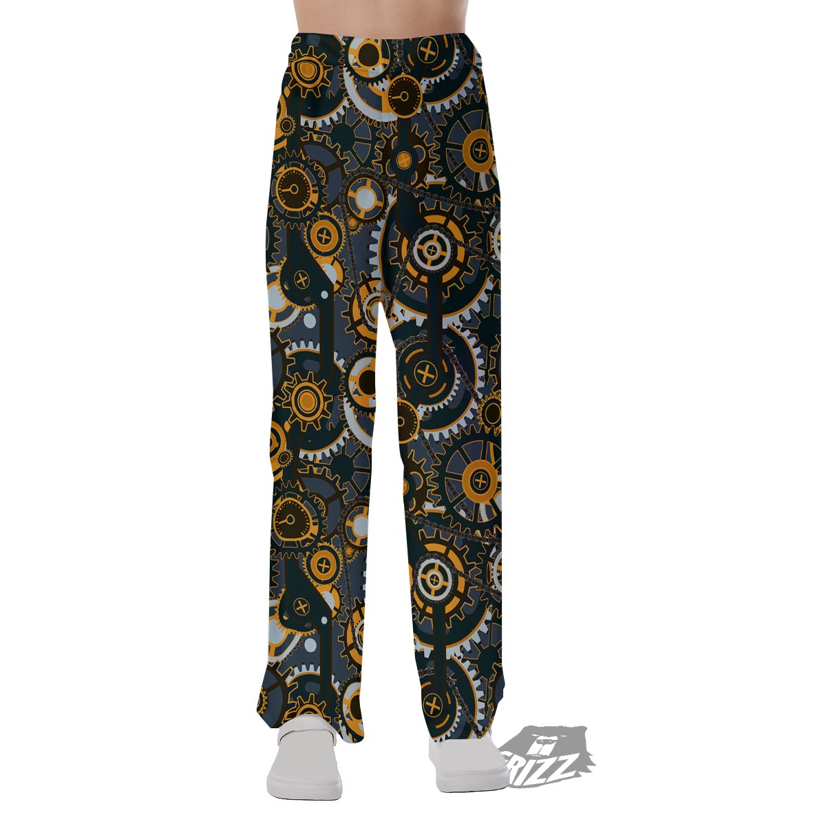 Steampunk Gears Print Pattern Pajama Pants-grizzshop