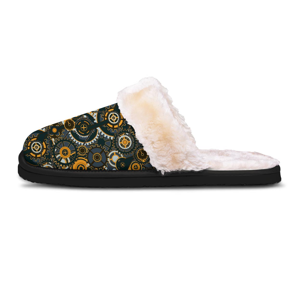 Steampunk Gears Print Pattern Slippers-grizzshop