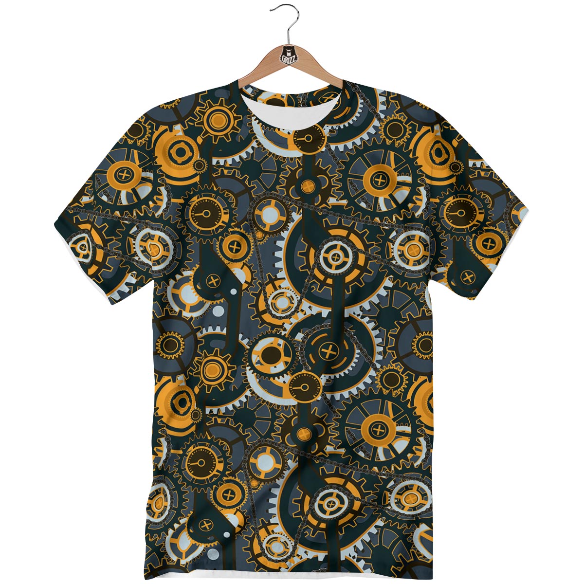 Steampunk Gears Print Pattern T-Shirt-grizzshop