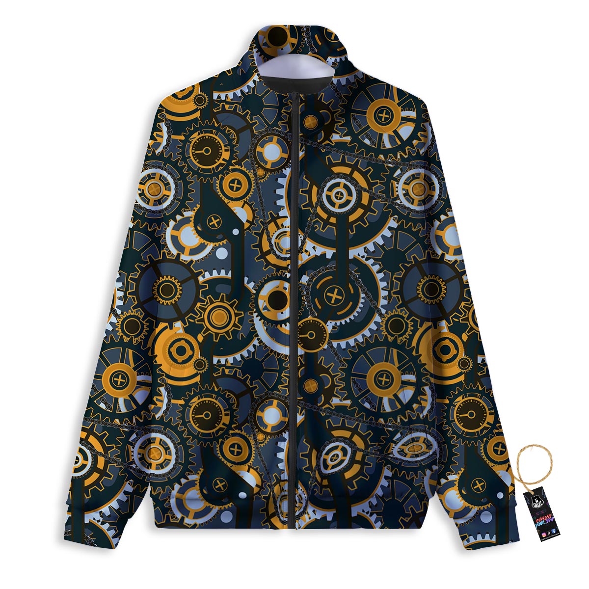 Steampunk Gears Print Pattern Track Jacket-grizzshop