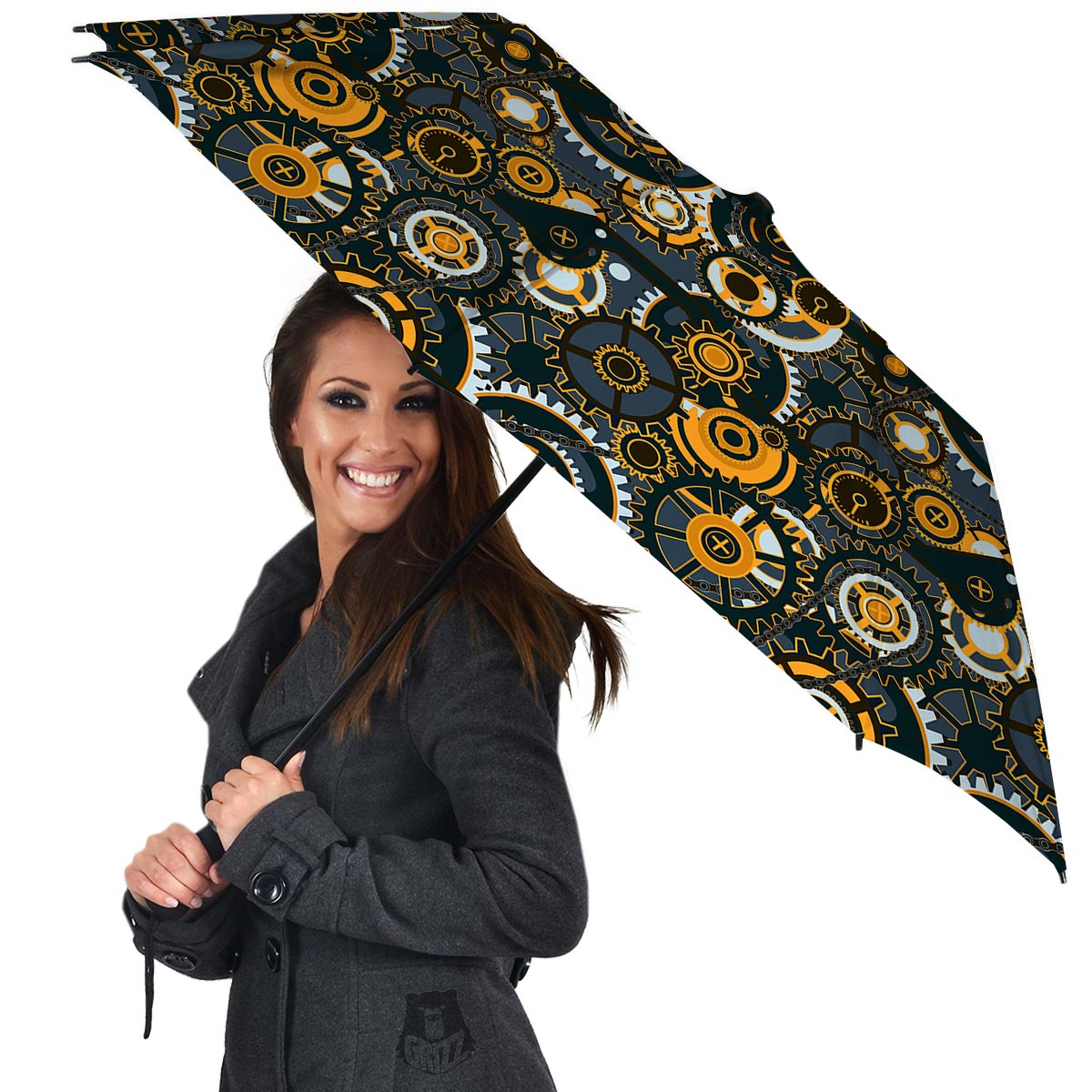 Steampunk Gears Print Pattern Umbrella-grizzshop