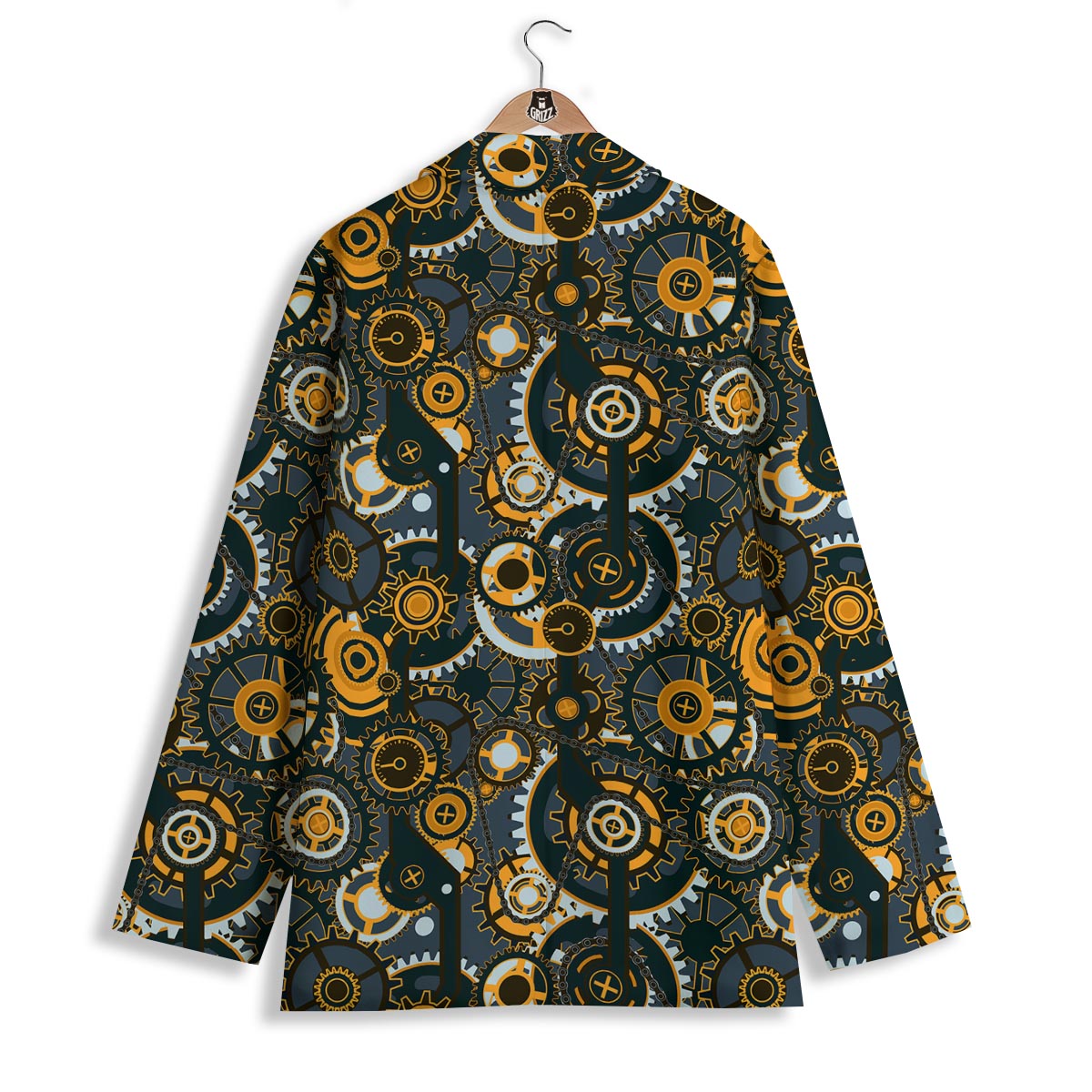 Steampunk Gears Print Pattern Women's Blazer-grizzshop