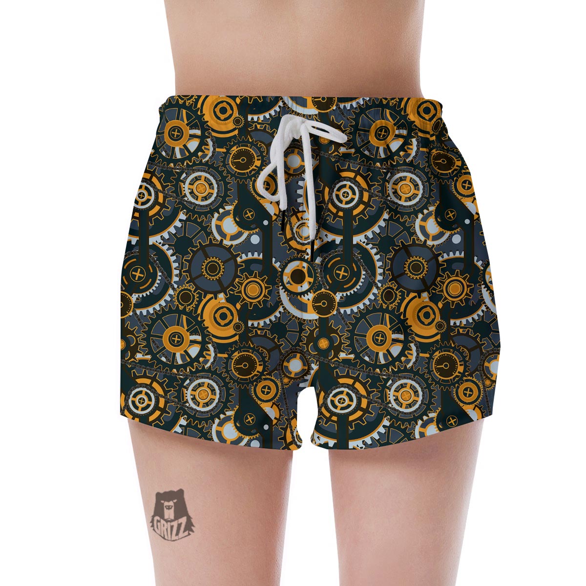 Steampunk Gears Print Pattern Women's Shorts-grizzshop