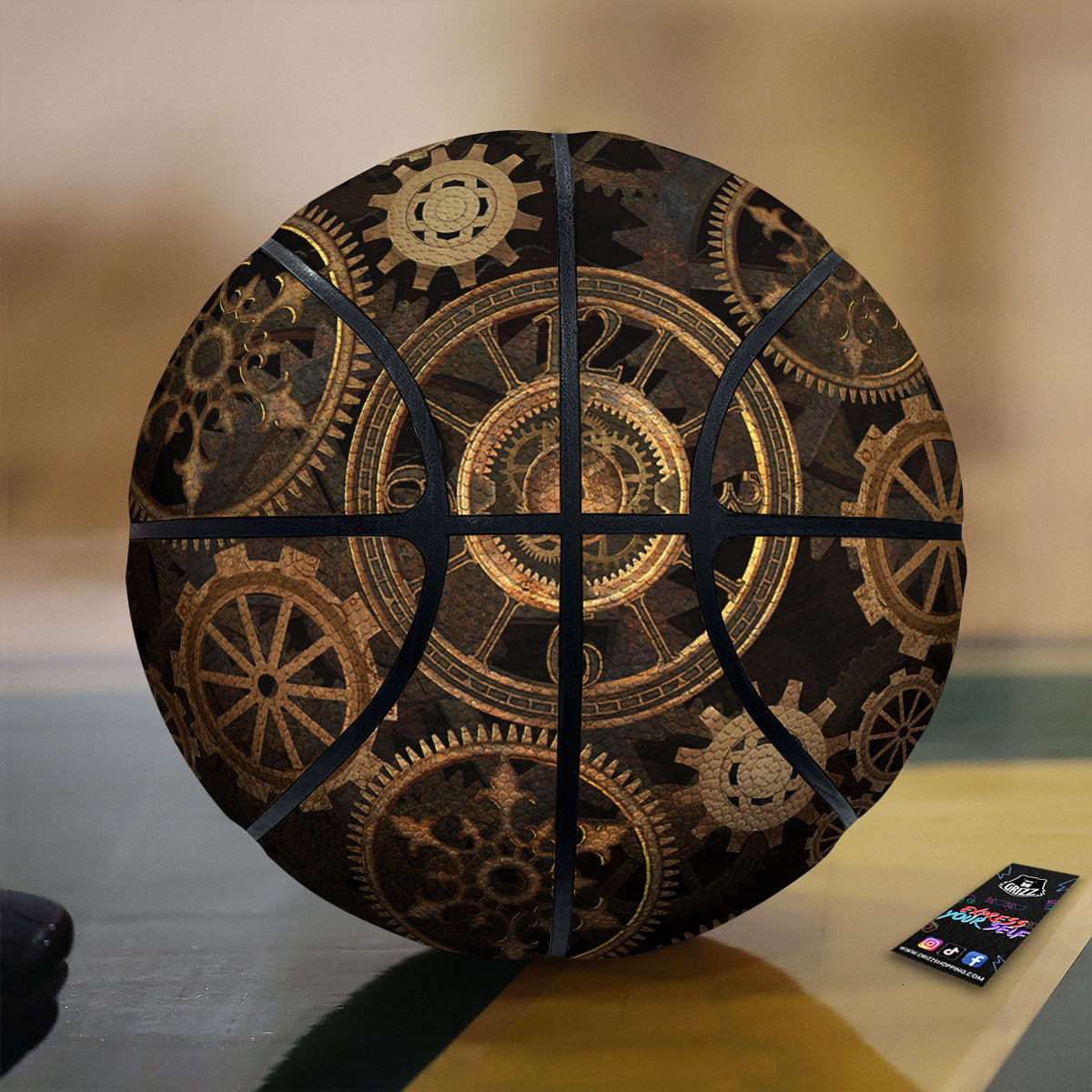 Steampunk Gears Vintage Print Basketball