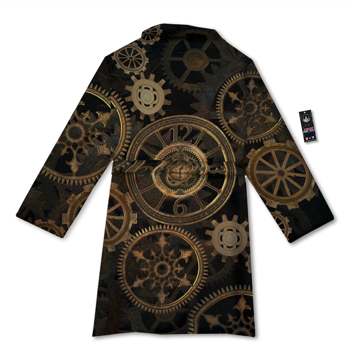 Steampunk Gears Vintage Print Bathrobe-grizzshop
