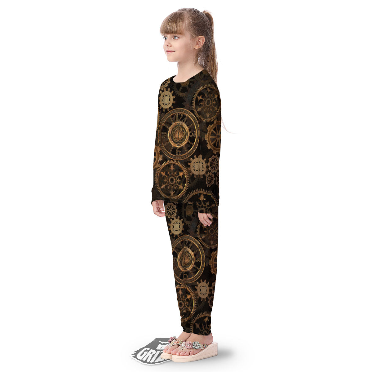 Steampunk Gears Vintage Print Kid's Pajamas-grizzshop