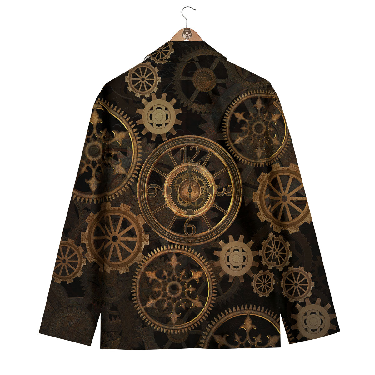 Steampunk Gears Vintage Print Men's Blazer-grizzshop