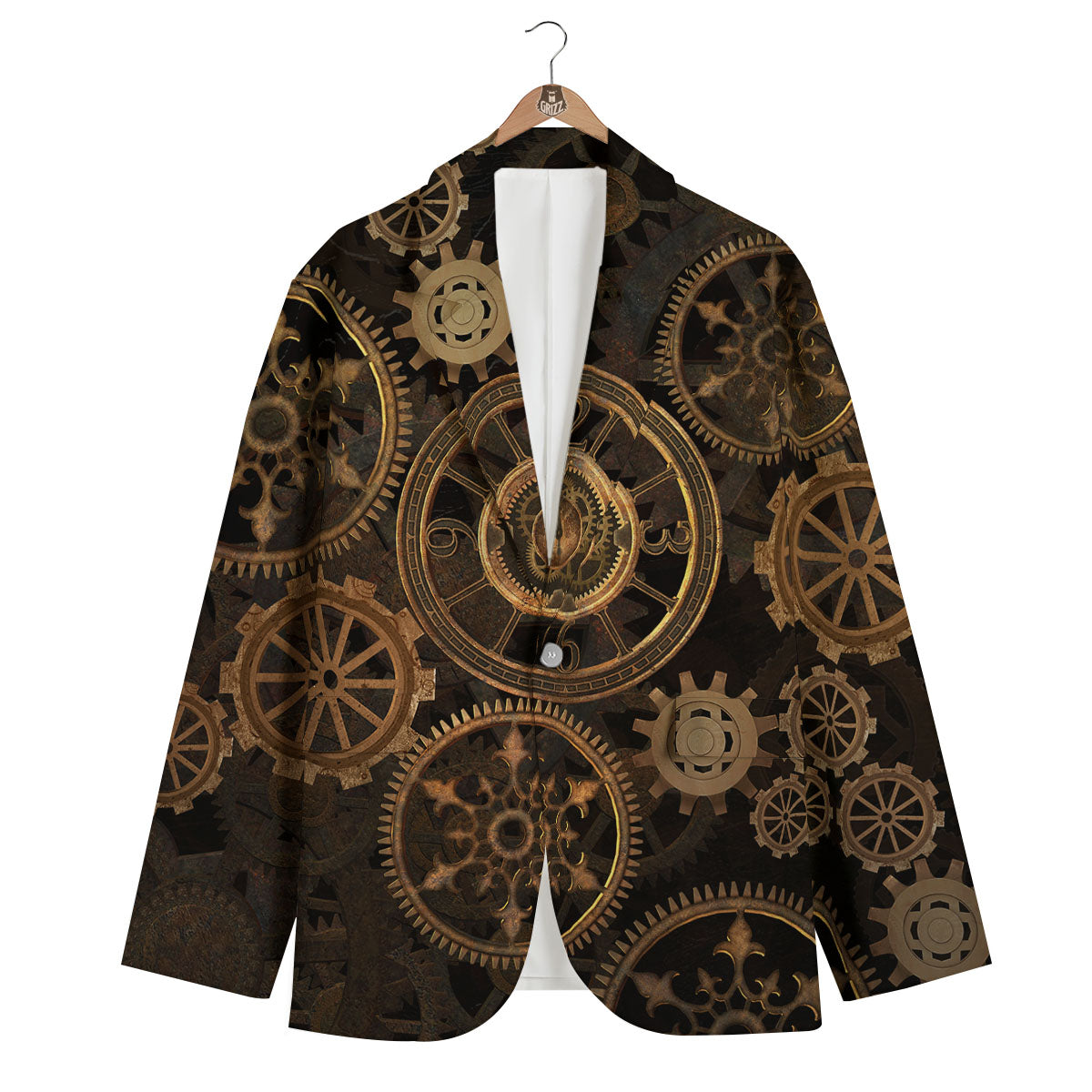 Steampunk Gears Vintage Print Men's Blazer-grizzshop