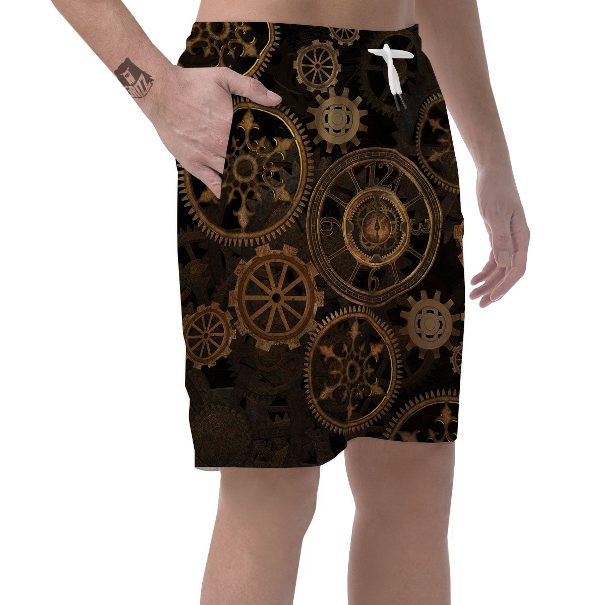 Steampunk Gears Vintage Print Men's Shorts-grizzshop