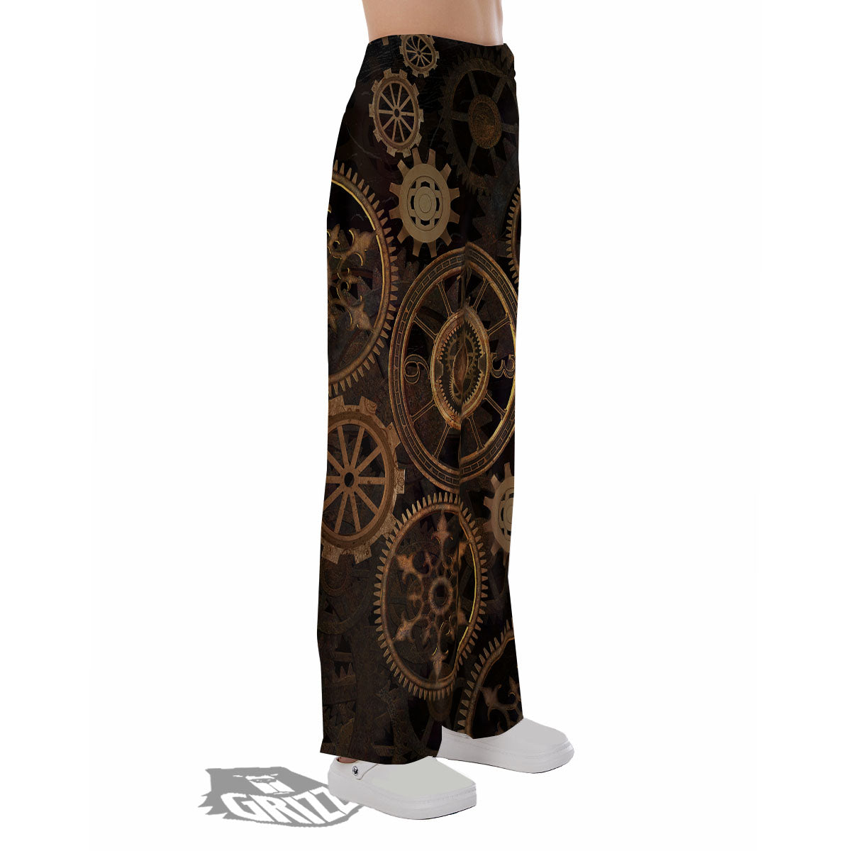 Steampunk Gears Vintage Print Pajama Pants-grizzshop