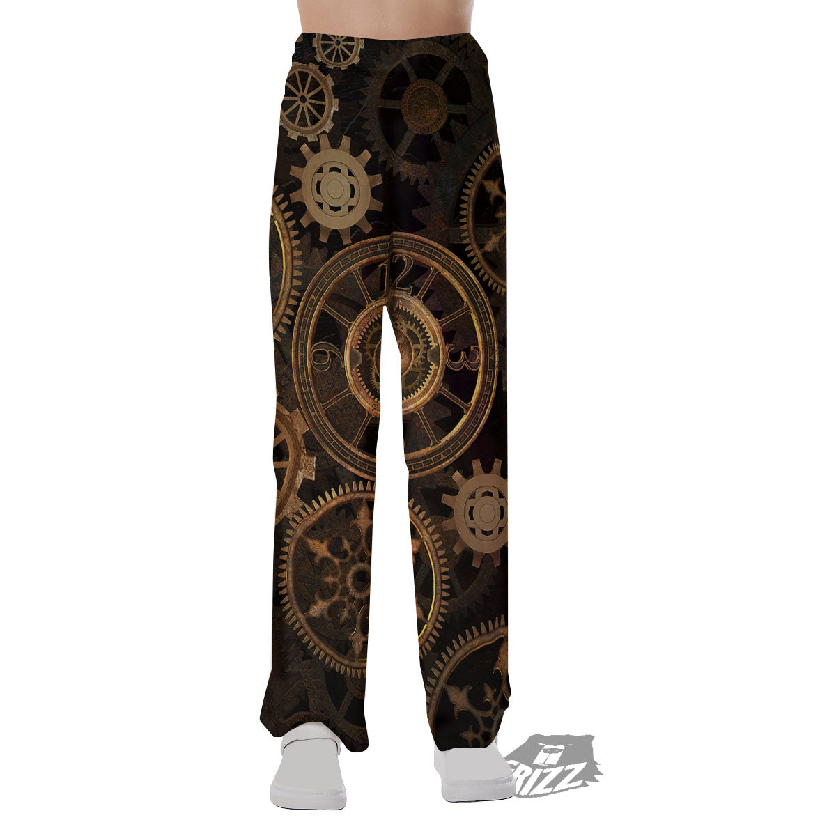 Steampunk Gears Vintage Print Pajama Pants-grizzshop