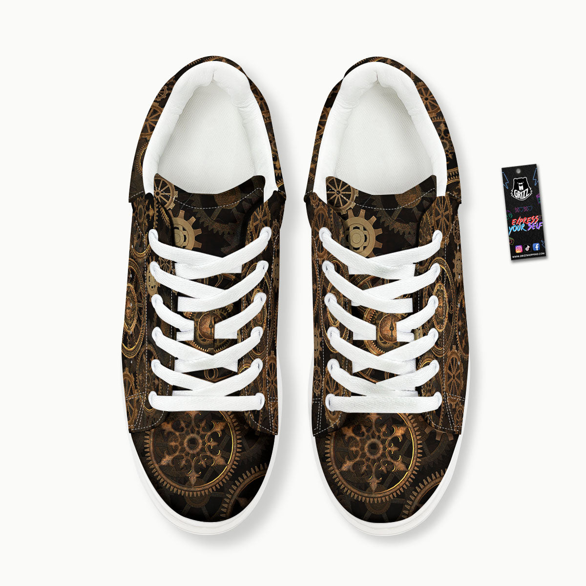 Steampunk Gears Vintage Print Platform Shoes-grizzshop