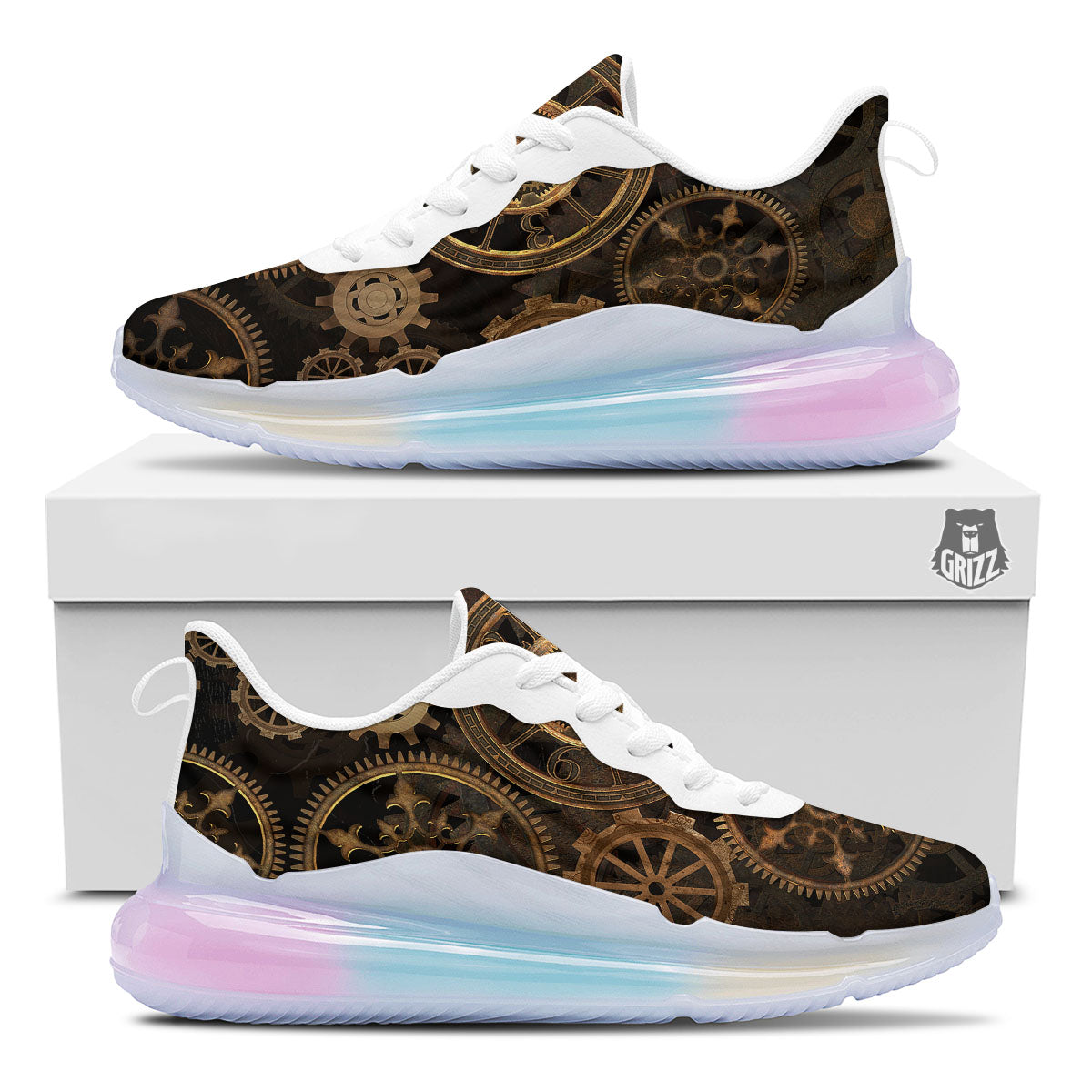 Steampunk Gears Vintage Print Running Sneakers-grizzshop