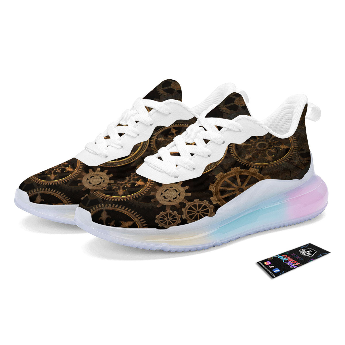 Steampunk Gears Vintage Print Running Sneakers-grizzshop