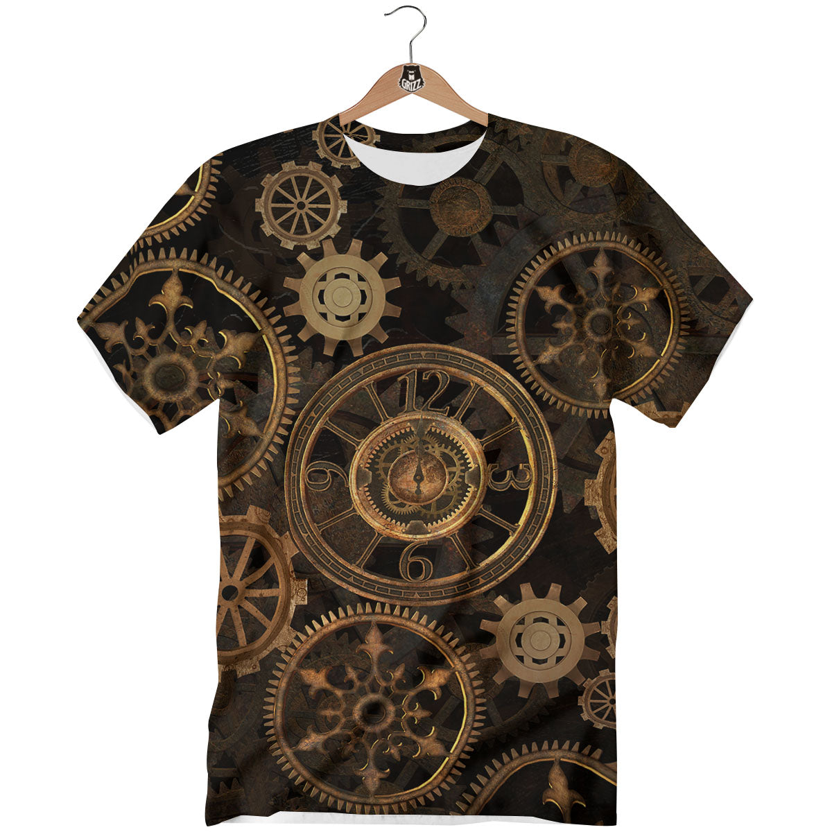 Steampunk Gears Vintage Print T-Shirt-grizzshop