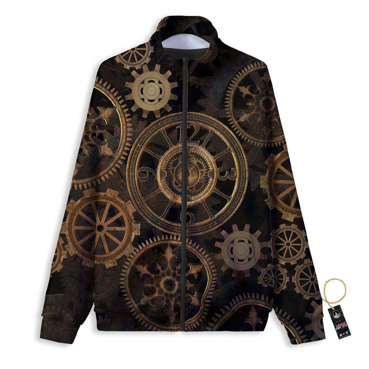 Steampunk Gears Vintage Print Track Jacket-grizzshop