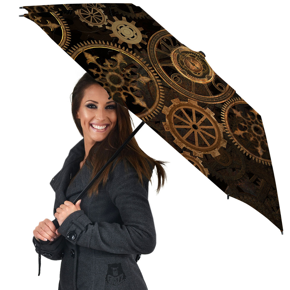 Steampunk Gears Vintage Print Umbrella-grizzshop