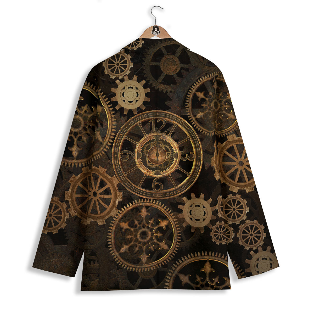 Steampunk Gears Vintage Print Women's Blazer-grizzshop