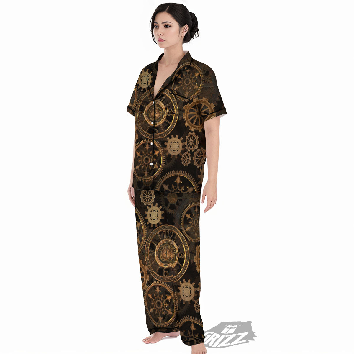 Steampunk Gears Vintage Print Women's Pajamas Set-grizzshop