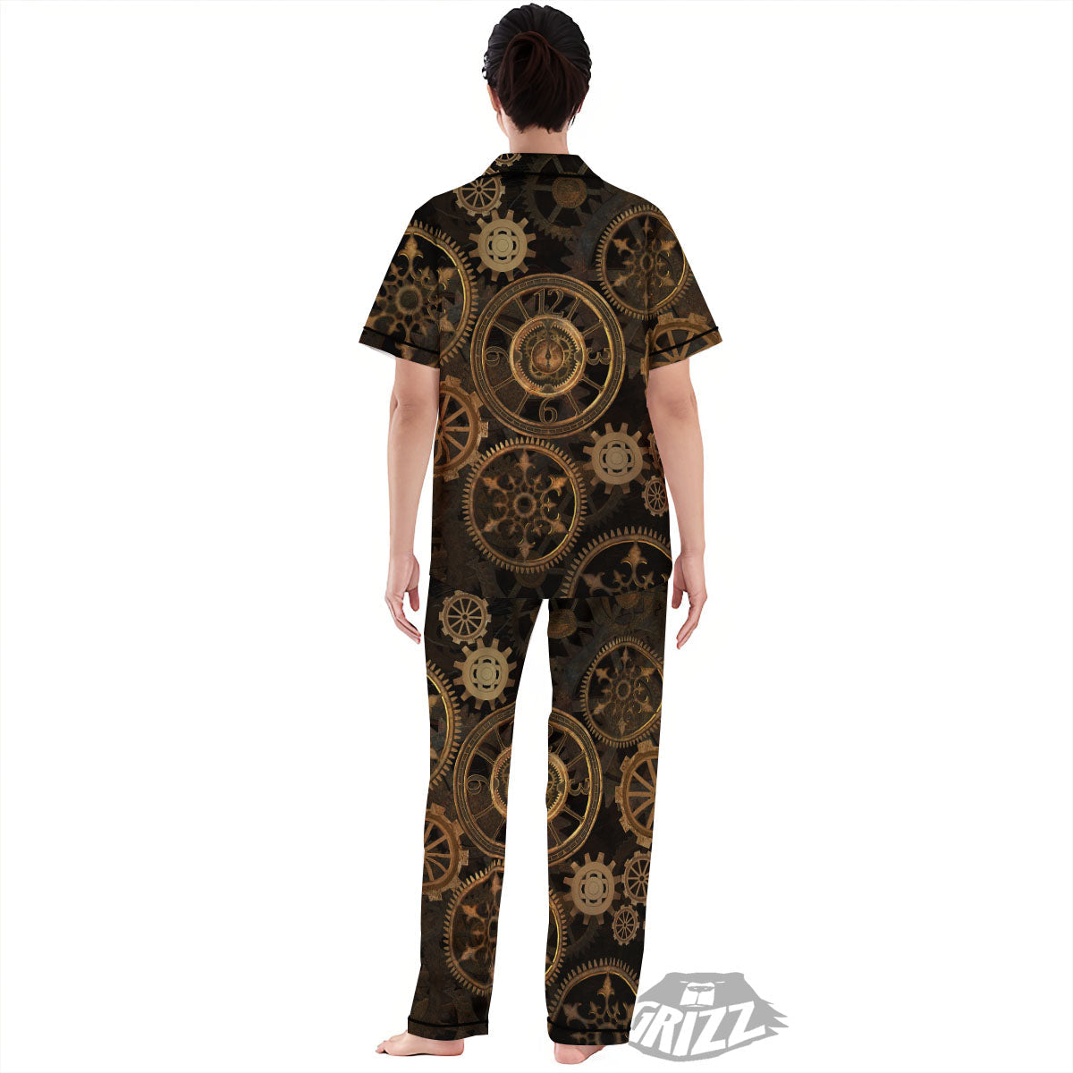 Steampunk Gears Vintage Print Women's Pajamas Set-grizzshop