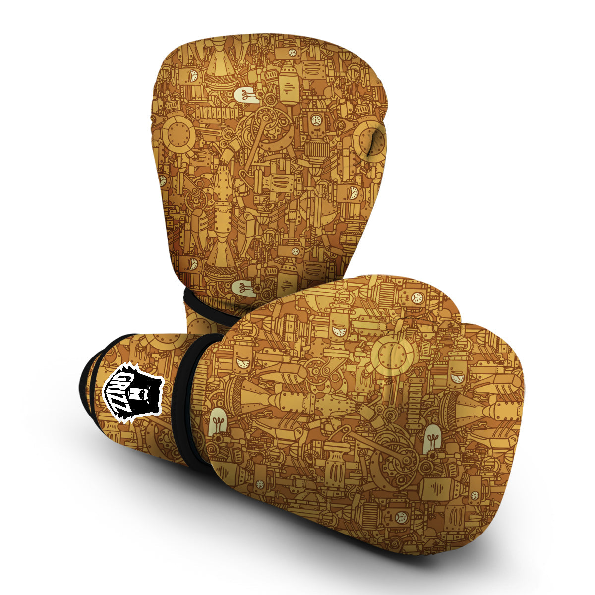 Steampunk Pattern Print Boxing Gloves-grizzshop