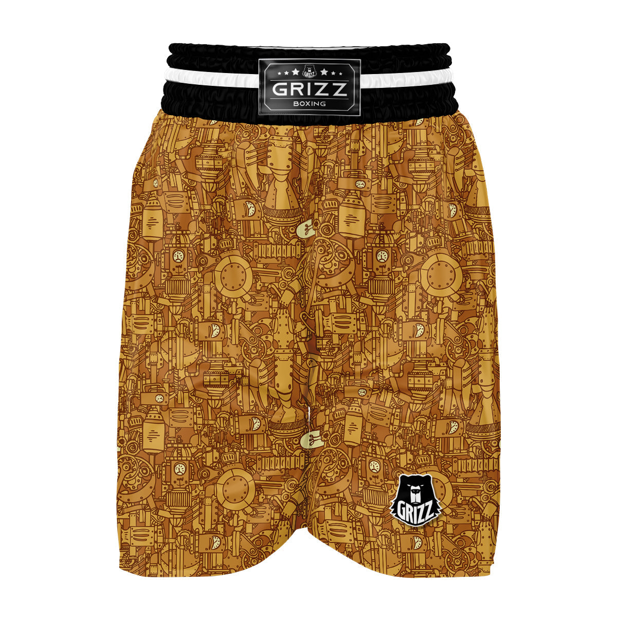 Steampunk Pattern Print Boxing Shorts-grizzshop