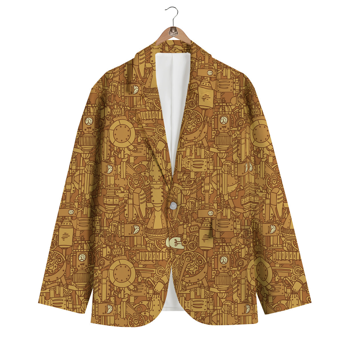 Steampunk Pattern Print Men's Blazer-grizzshop