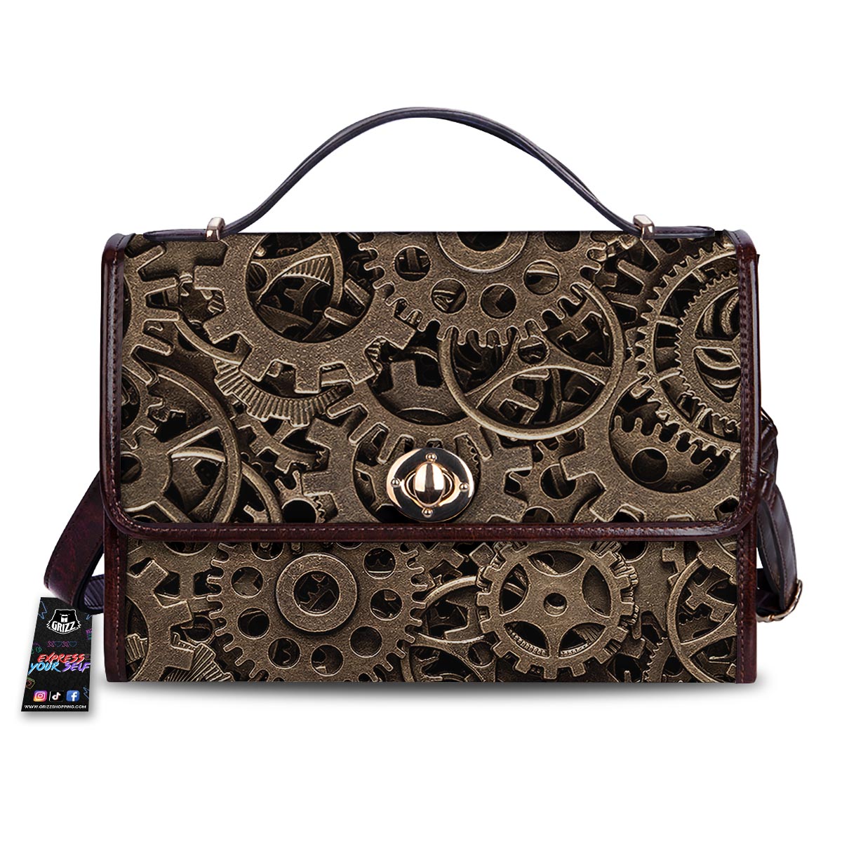 Steampunk Brass Gears And Cogs Print Women's Satchel Bag