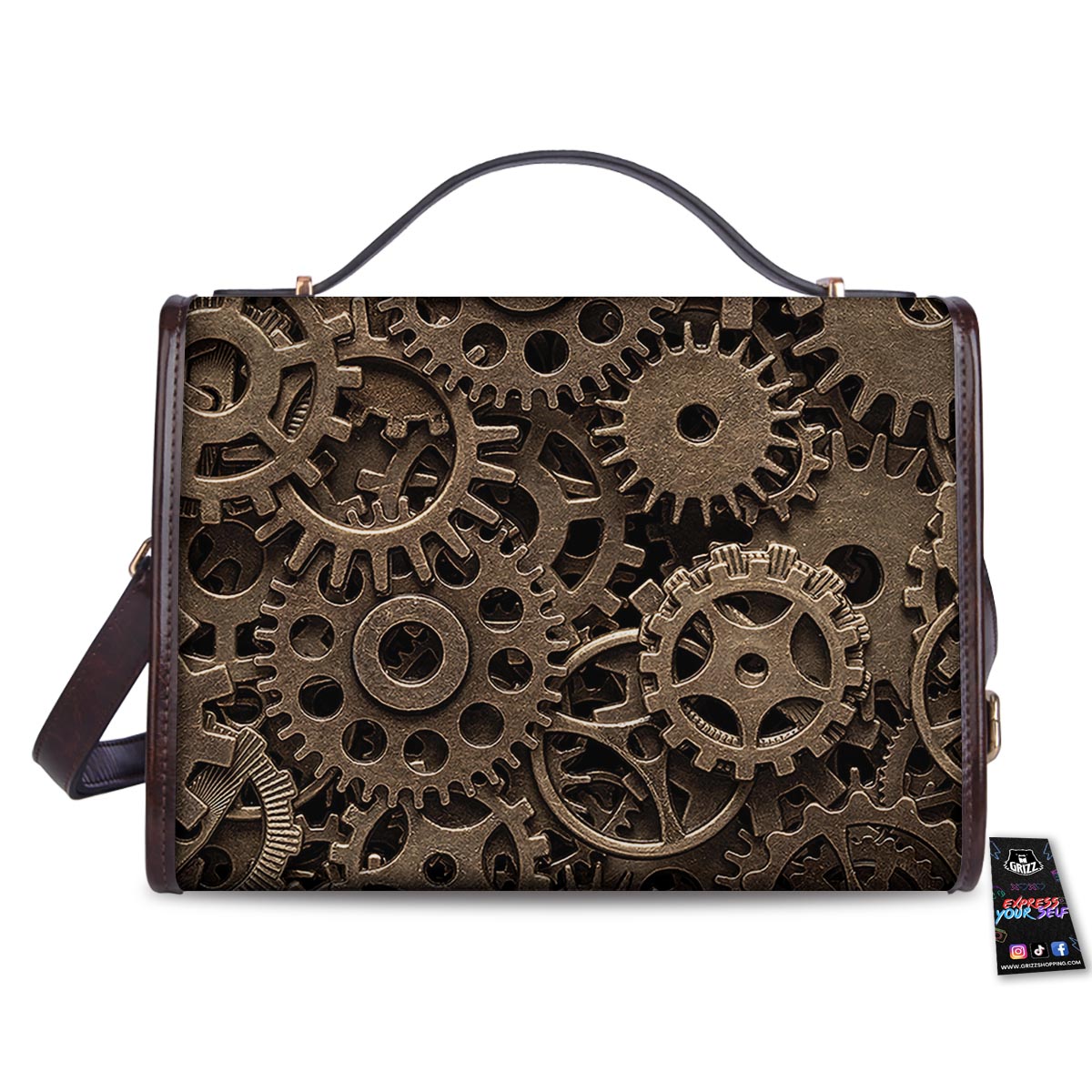 Steampunk Brass Gears And Cogs Print Women's Satchel Bag