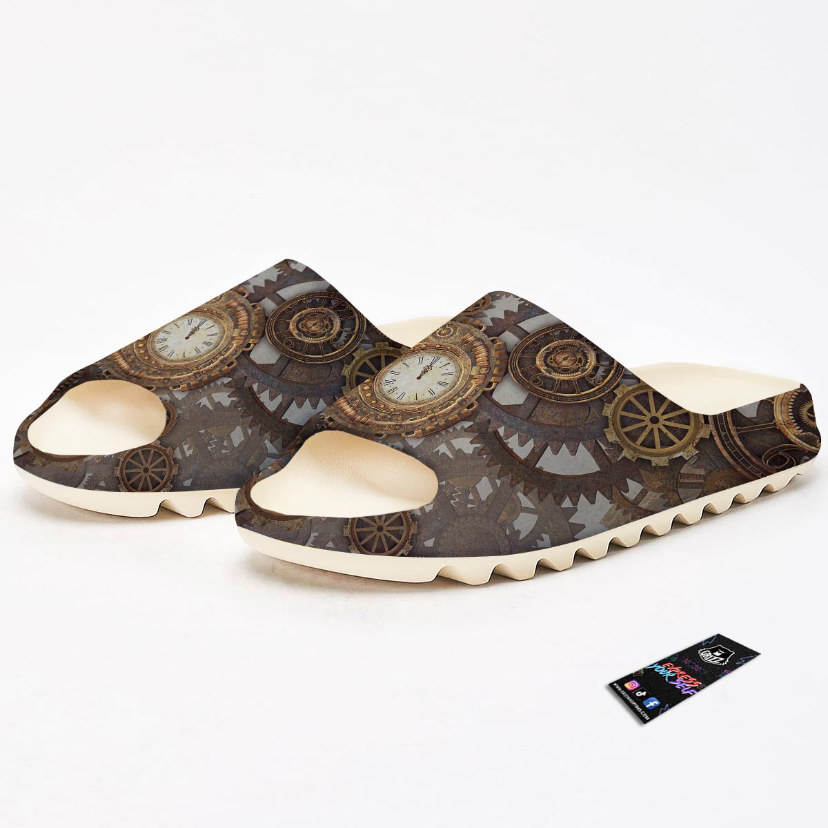 Steampunk Gears Clock Print Sandals-grizzshop