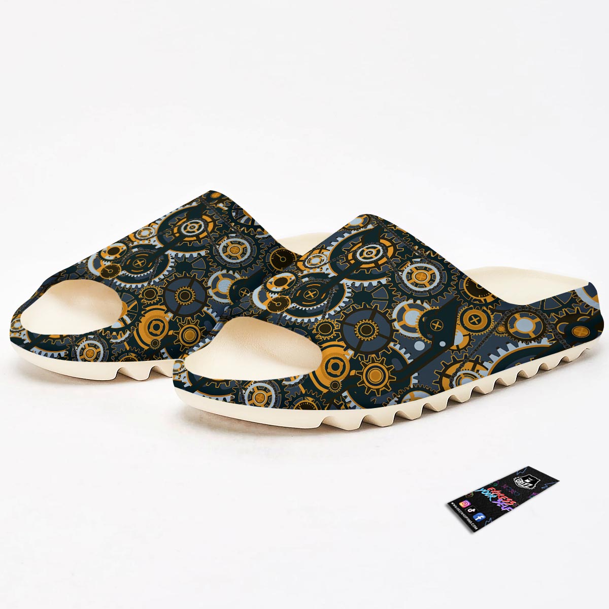 Steampunk Gears Print Pattern Sandals-grizzshop