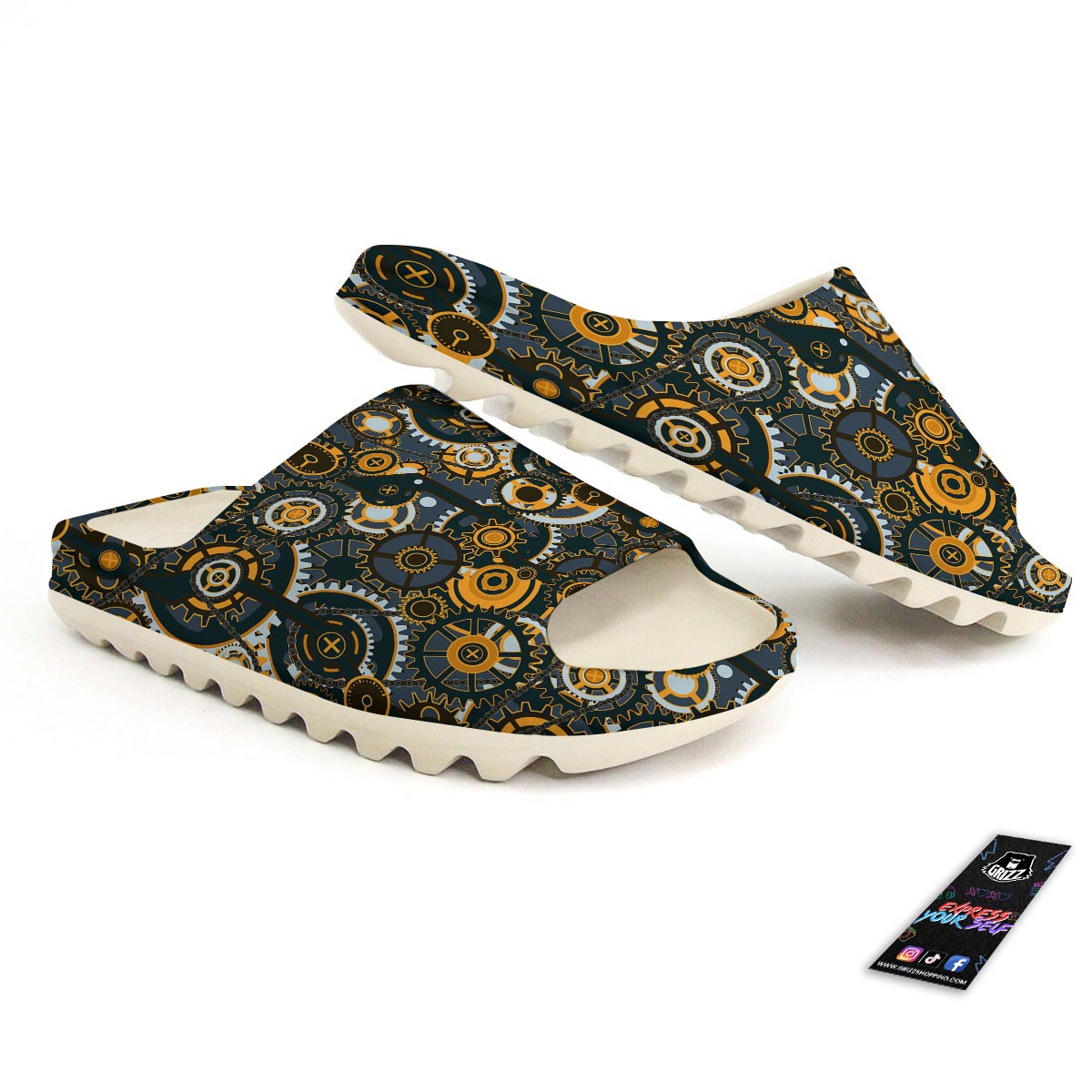 Steampunk Gears Print Pattern Sandals-grizzshop