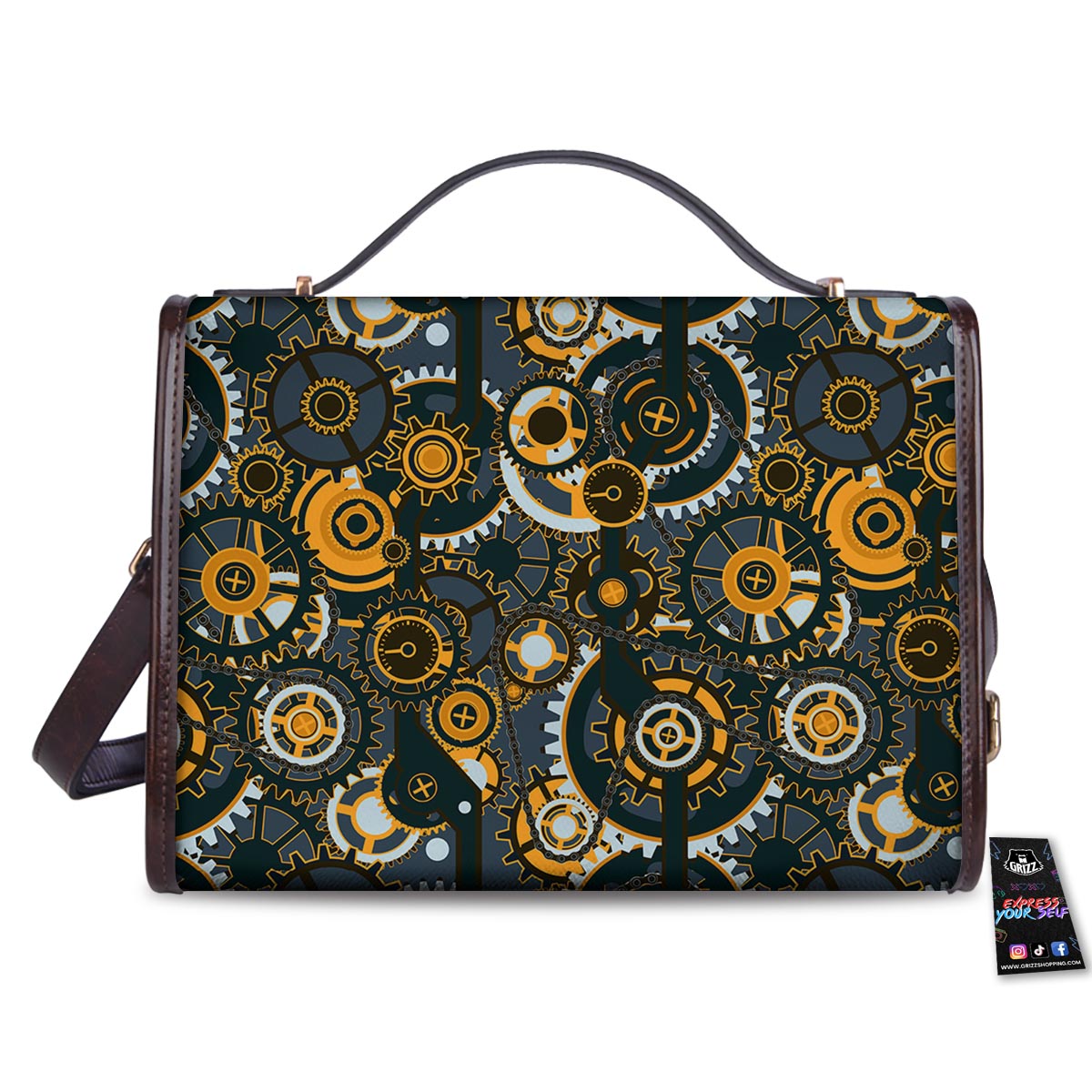 Steampunk Gears Print Pattern Women's Satchel Bag