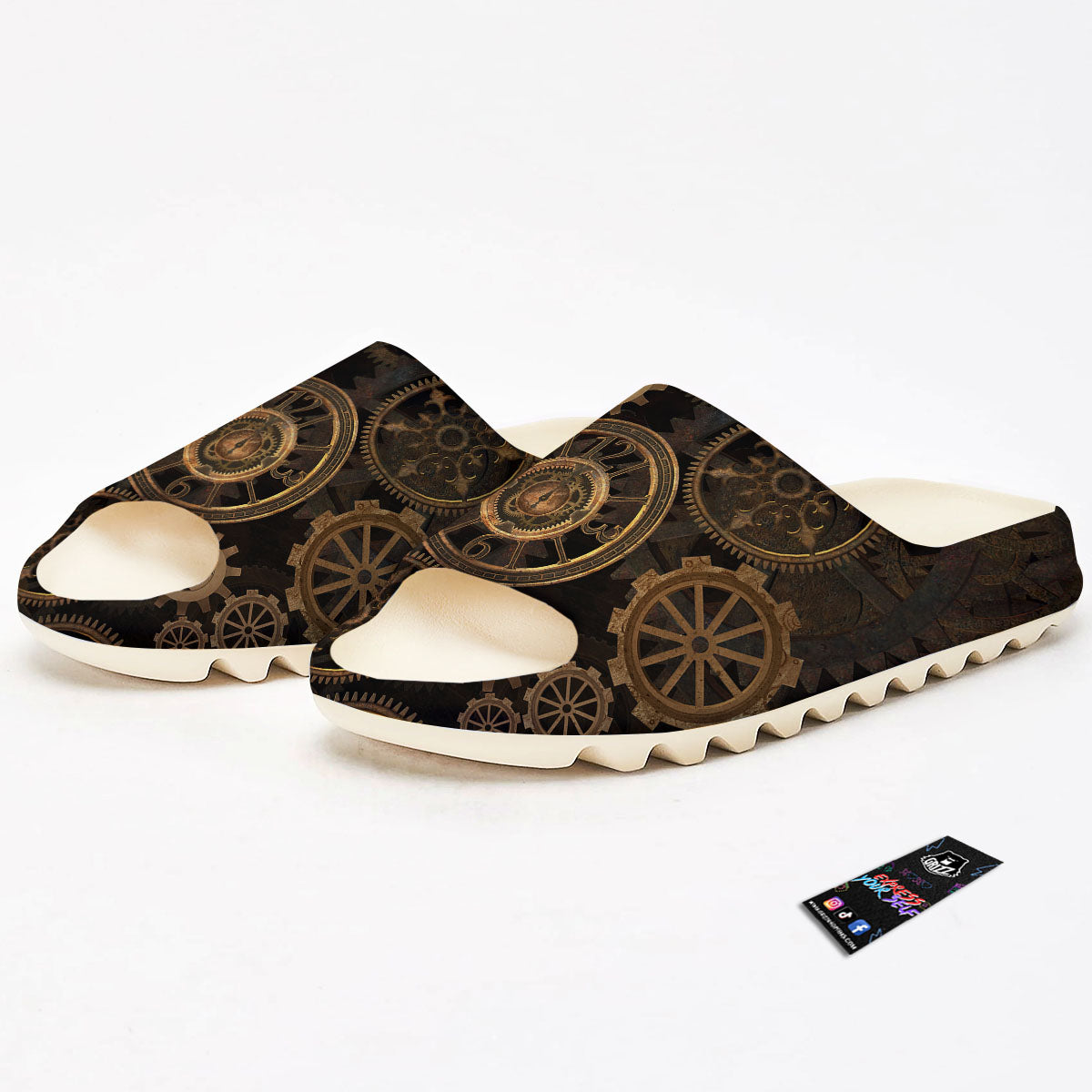 Steampunk Gears Vintage Print Sandals-grizzshop