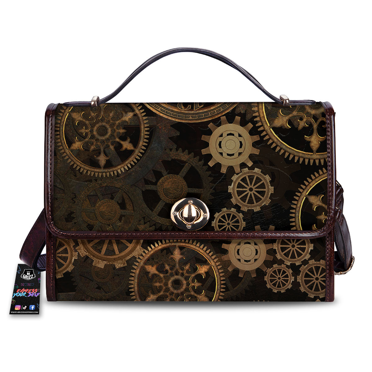Steampunk Gears Vintage Print Women's Satchel Bag