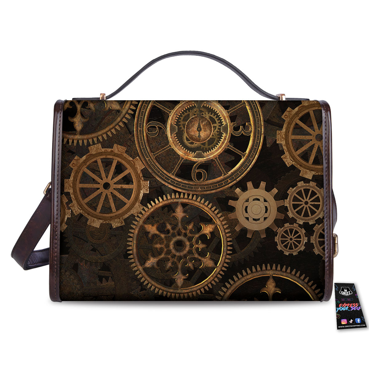 Steampunk Gears Vintage Print Women's Satchel Bag
