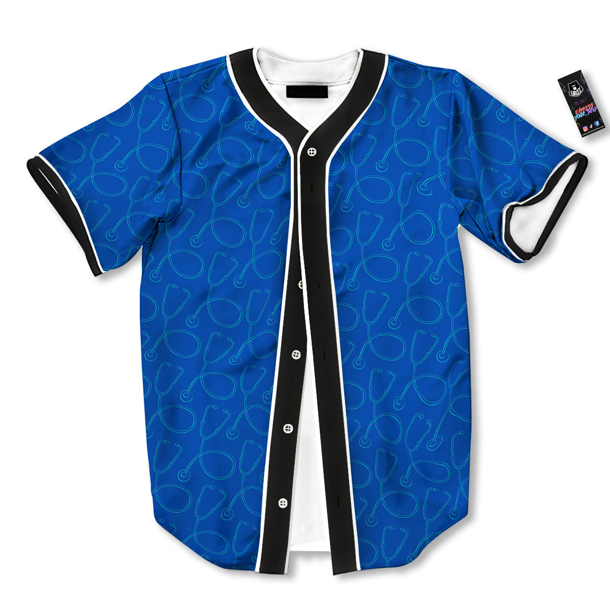 Stethoscope Blue Print Pattern Baseball Jersey-grizzshop