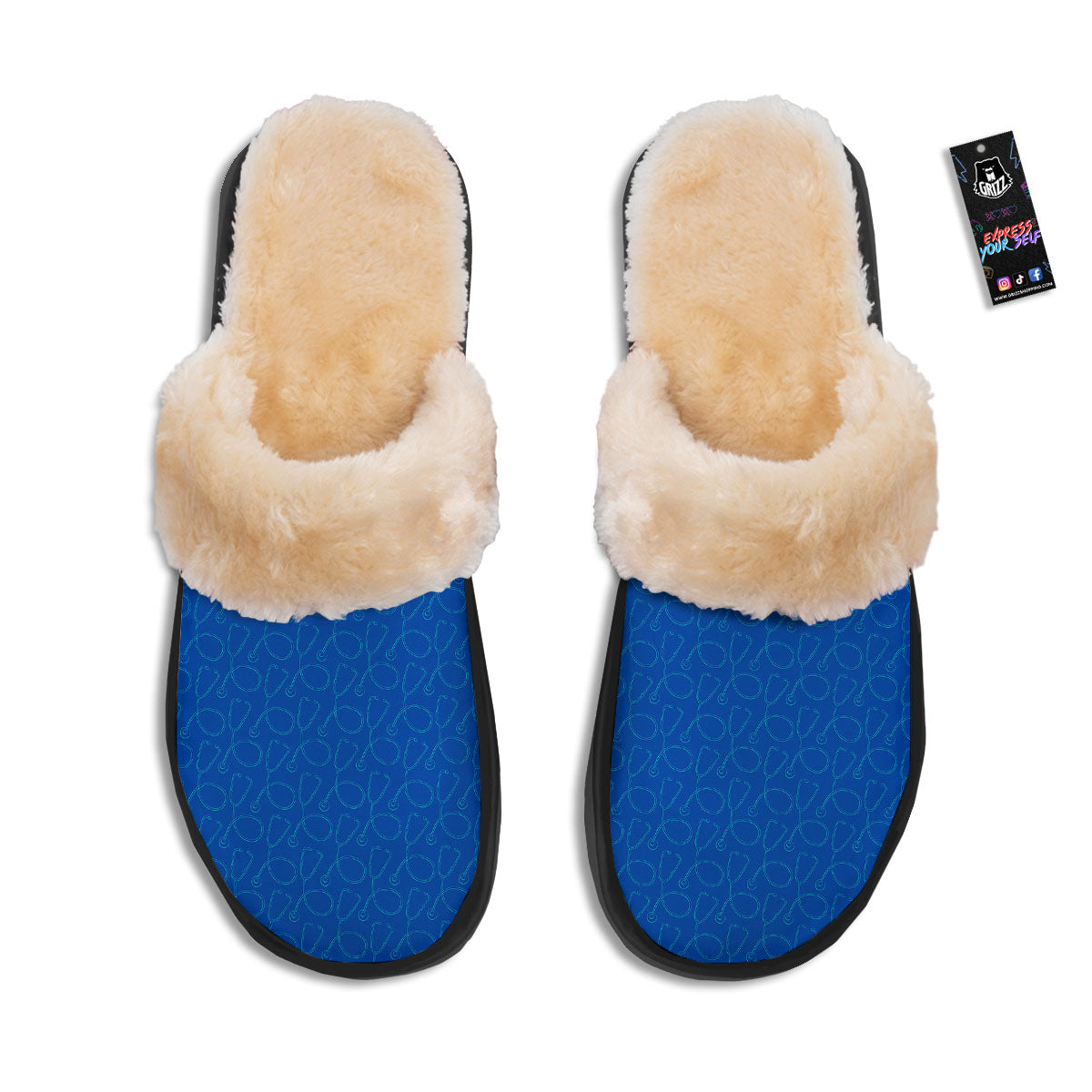 Stethoscope Blue Print Pattern Slippers-grizzshop