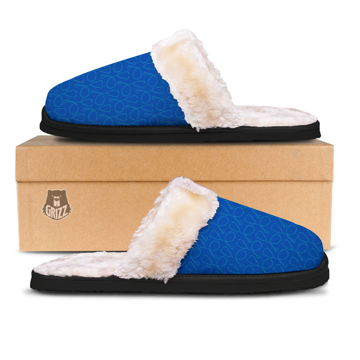 Stethoscope Blue Print Pattern Slippers-grizzshop