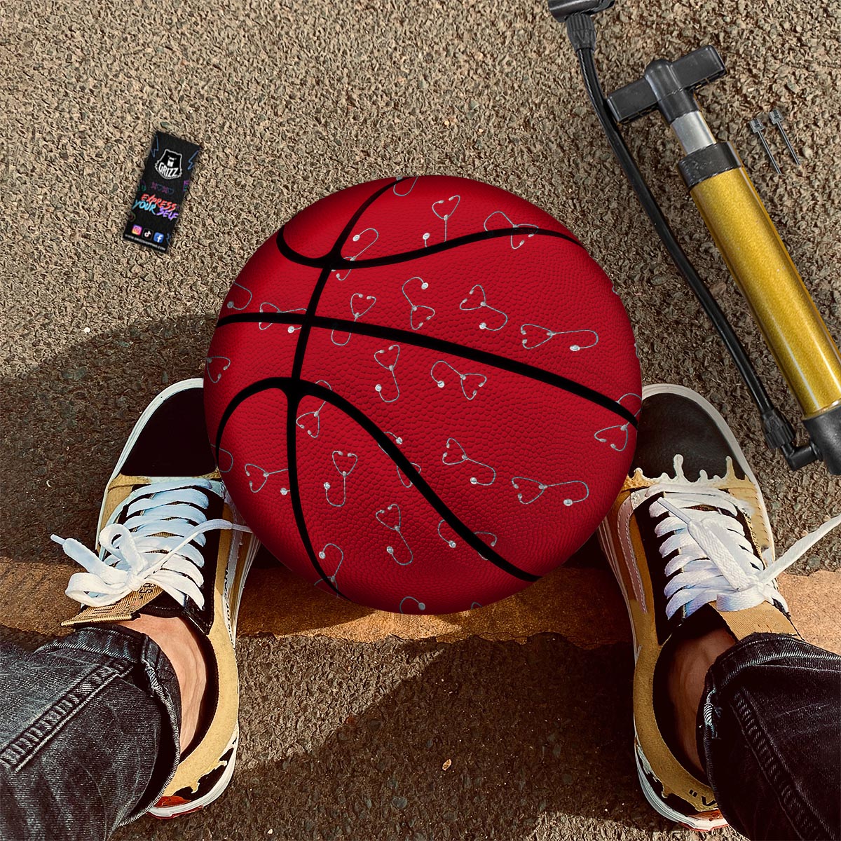 Stethoscope Red Print Pattern Basketball-grizzshop