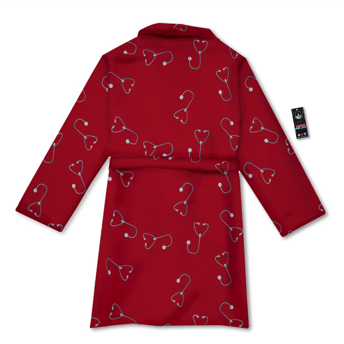 Stethoscope Red Print Pattern Bathrobe-grizzshop