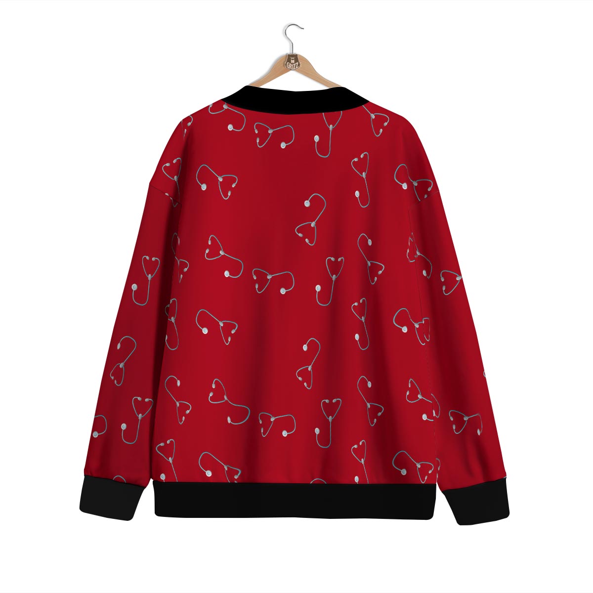 Stethoscope Red Print Pattern Cardigan-grizzshop