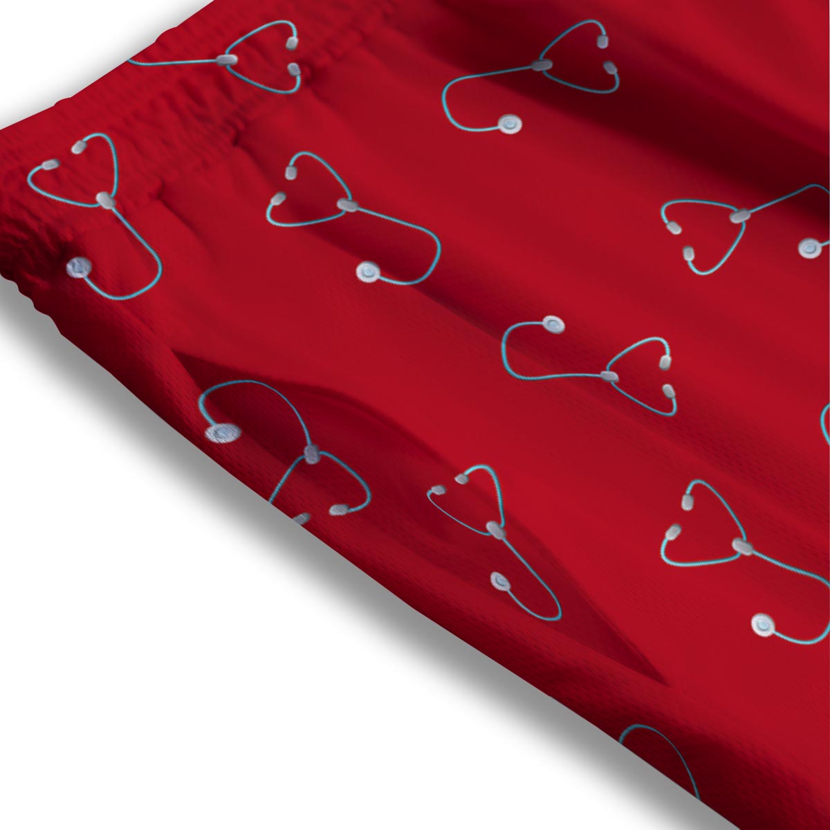 Stethoscope Red Print Pattern Mesh Shorts-grizzshop