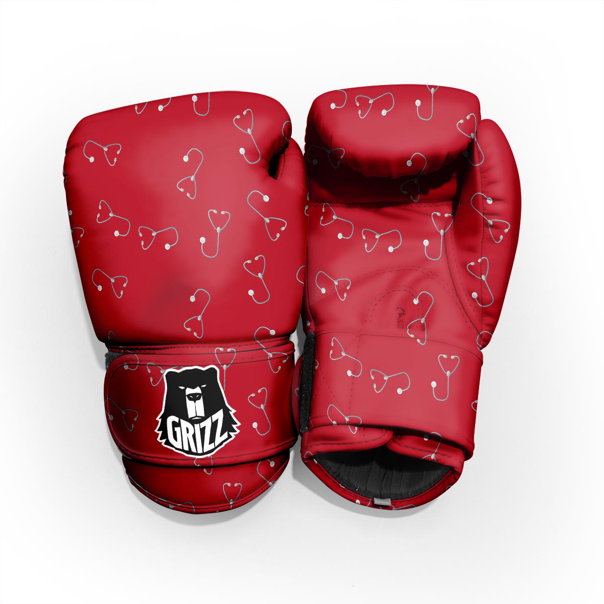 Stethoscope Red Print Pattern Sparring Gloves-grizzshop