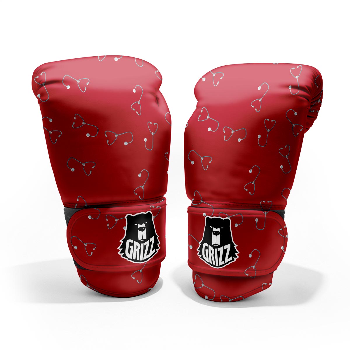 Stethoscope Red Print Pattern Sparring Gloves-grizzshop