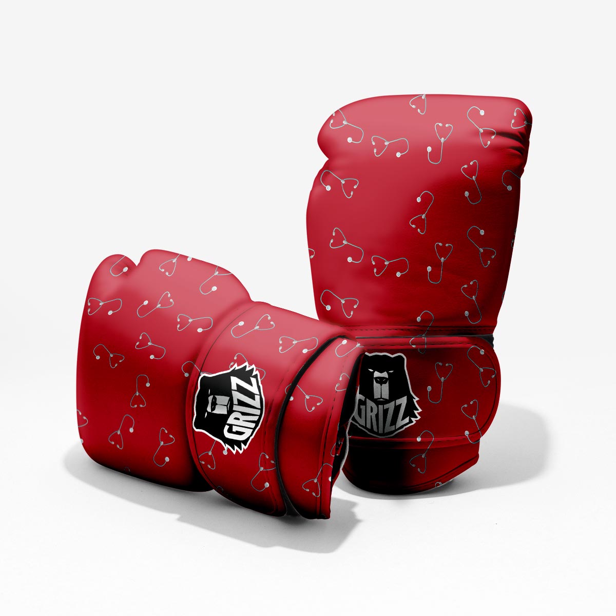 Stethoscope Red Print Pattern Sparring Gloves-grizzshop